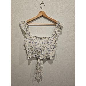 Kirious los angeles white blue rose top sz xl